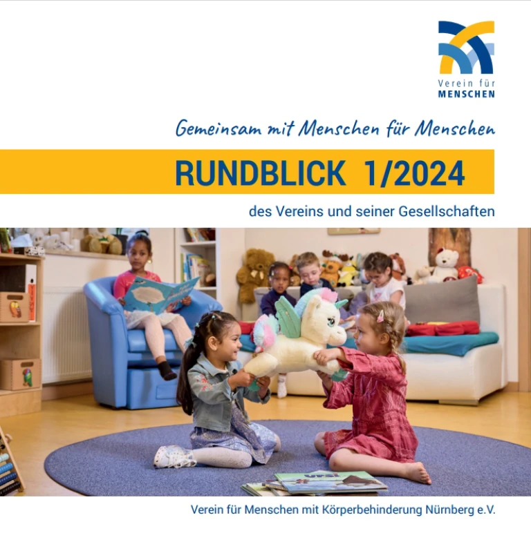 Titel der Ausgabe mit mehrern in einem Raum zusammen spielenden Kindern